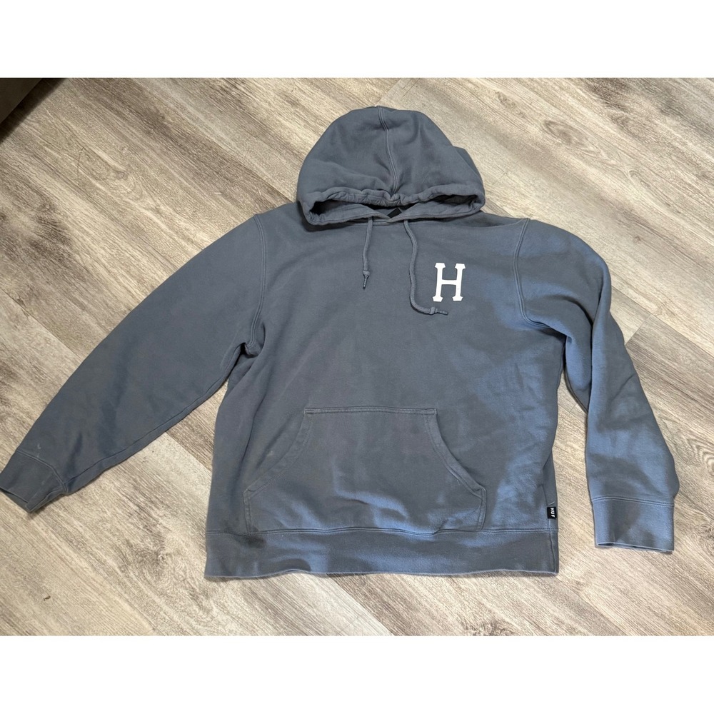 HUF Hoodie Gray Embroidered Rose Graphic Pullover Sweatshirt Men's Size L
